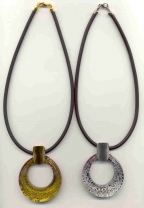 Gold or Silver Circle Pendants on Black Cords